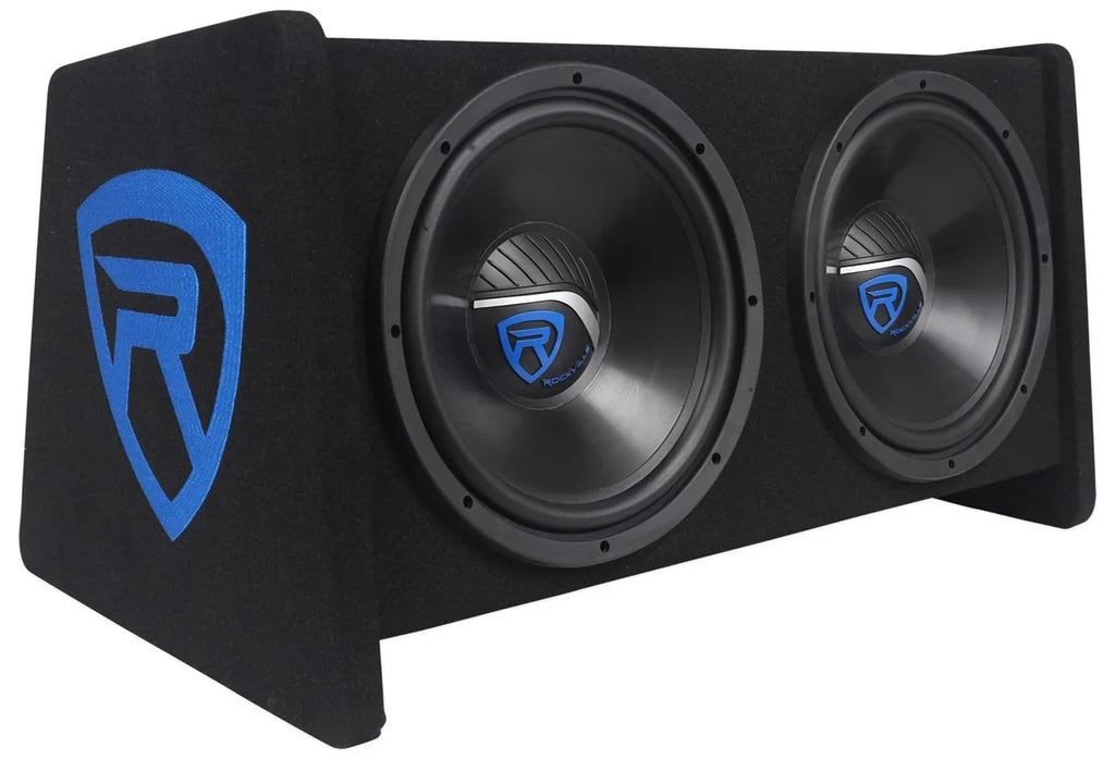 Rockville RV12.2B 1200w Dual 12" Car Subwoofer Enclosure+Mono Amplifier+Amp Kit
