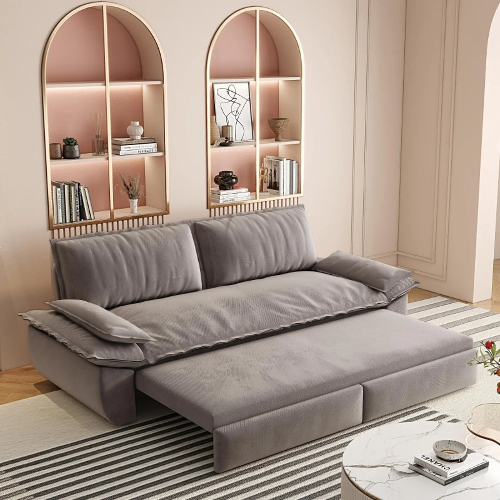 66" Queen Pull Out Sofa Bed, 3-in-1 Convertible Sleeper Sofa with Side Storage,Multi-Functional Velvet Loveseat Bed for Living Room,Bedroom