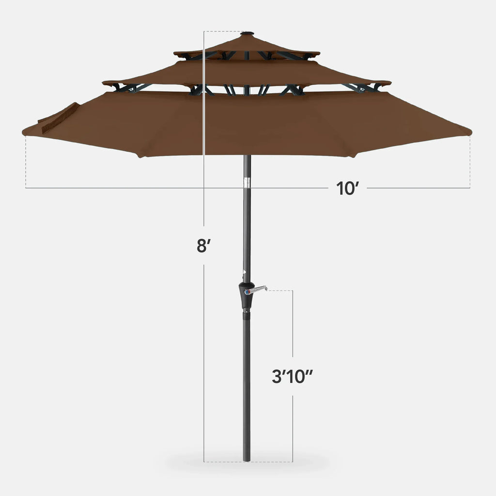 Best Choice Products 10ft 3-Tier Patio Umbrella, Market Sun Shade w/ Tilt Adjustment, Easy Crank - Red