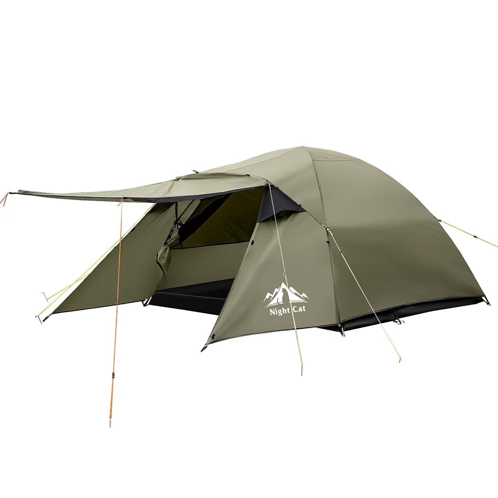 Night Cat Camping Tent 2-3 Man with Porch Family Backpacking Tent Double Layers