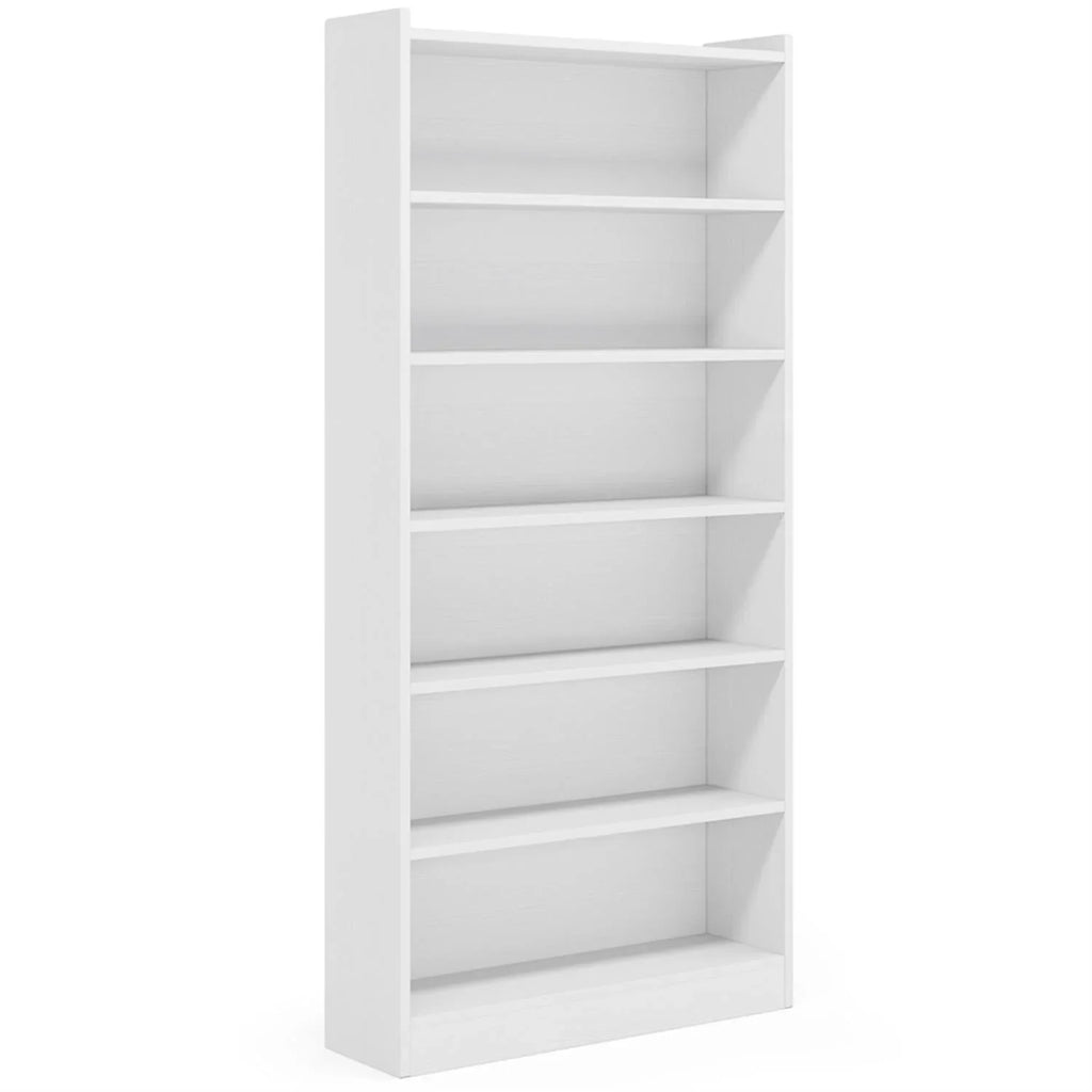 Finihen Wood Bookcase, 72" Tall Bookshelf with 6-Tier Open Storage Shelves for Bedroom, Living Room, White