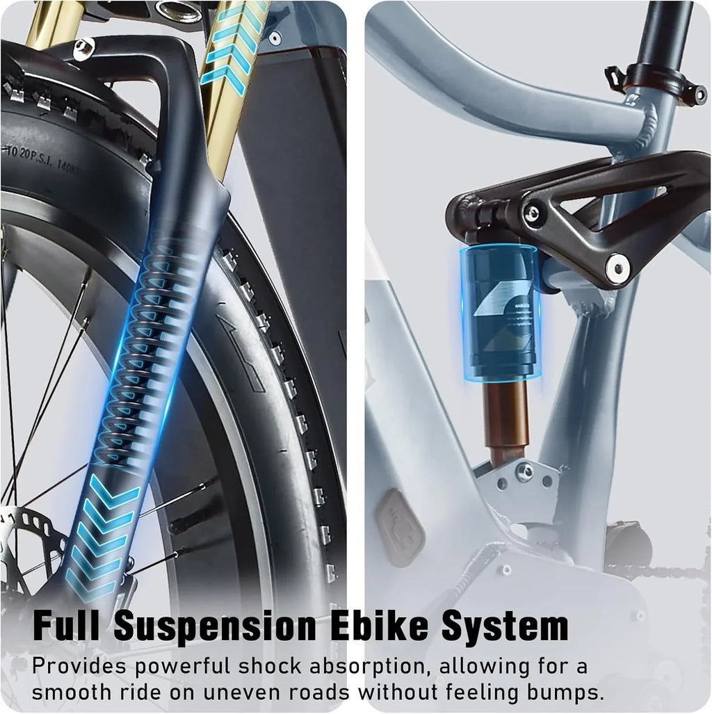 Electric Bike for Adults 26'', 1000W E-Mountain Bike 48V 30/20Ah UL2849 Removable Battery,Fat Tire Ebike up to 30MPH Off Road Beach Snow Electric Bicycles Full Suspension & Dual Hydraulic Disc Brakes