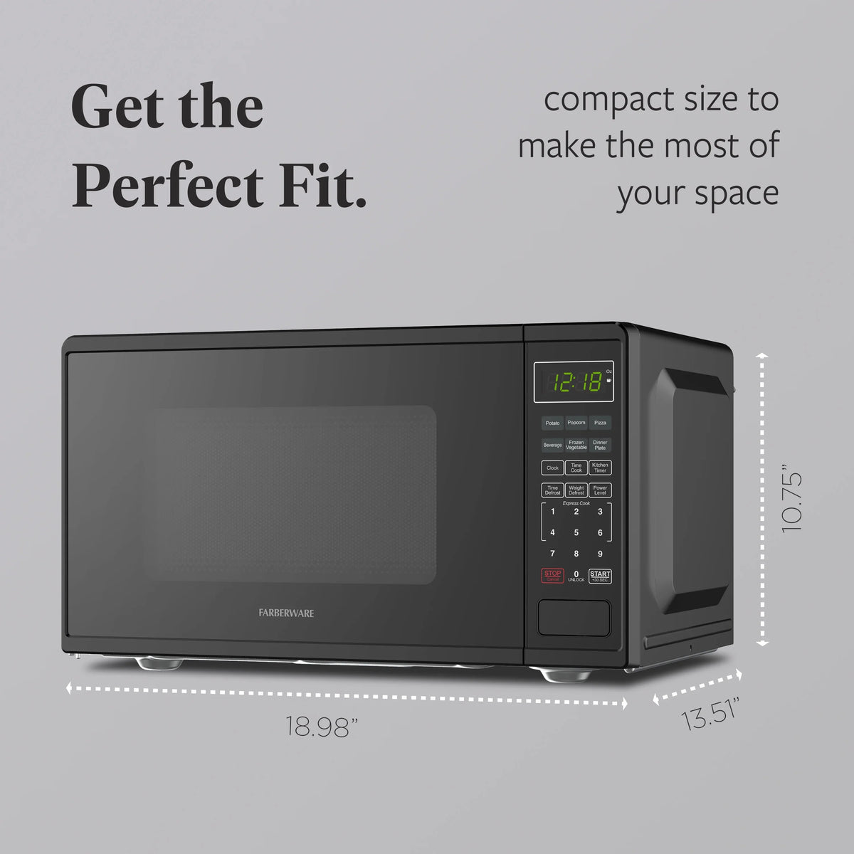 Farberware Countertop Microwave Ov 1100 Watts, 2.2 cu ft - Smart Sensor With LED Lighting and Child Lock - Perfect for Apartments and Dorms - Easy Clean Black Interior, Stainless Steel