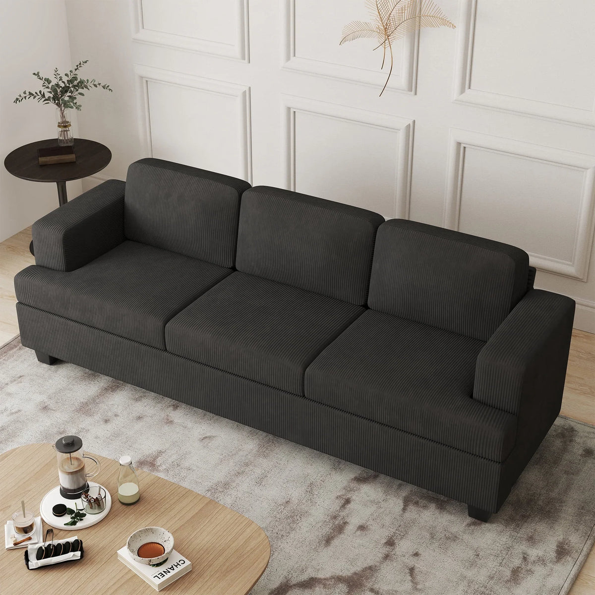 LUMIHO 89" Modern Corduroy Sofa,3 Seater Couches for Living Room, Bedroom,with Deep Seat,beige