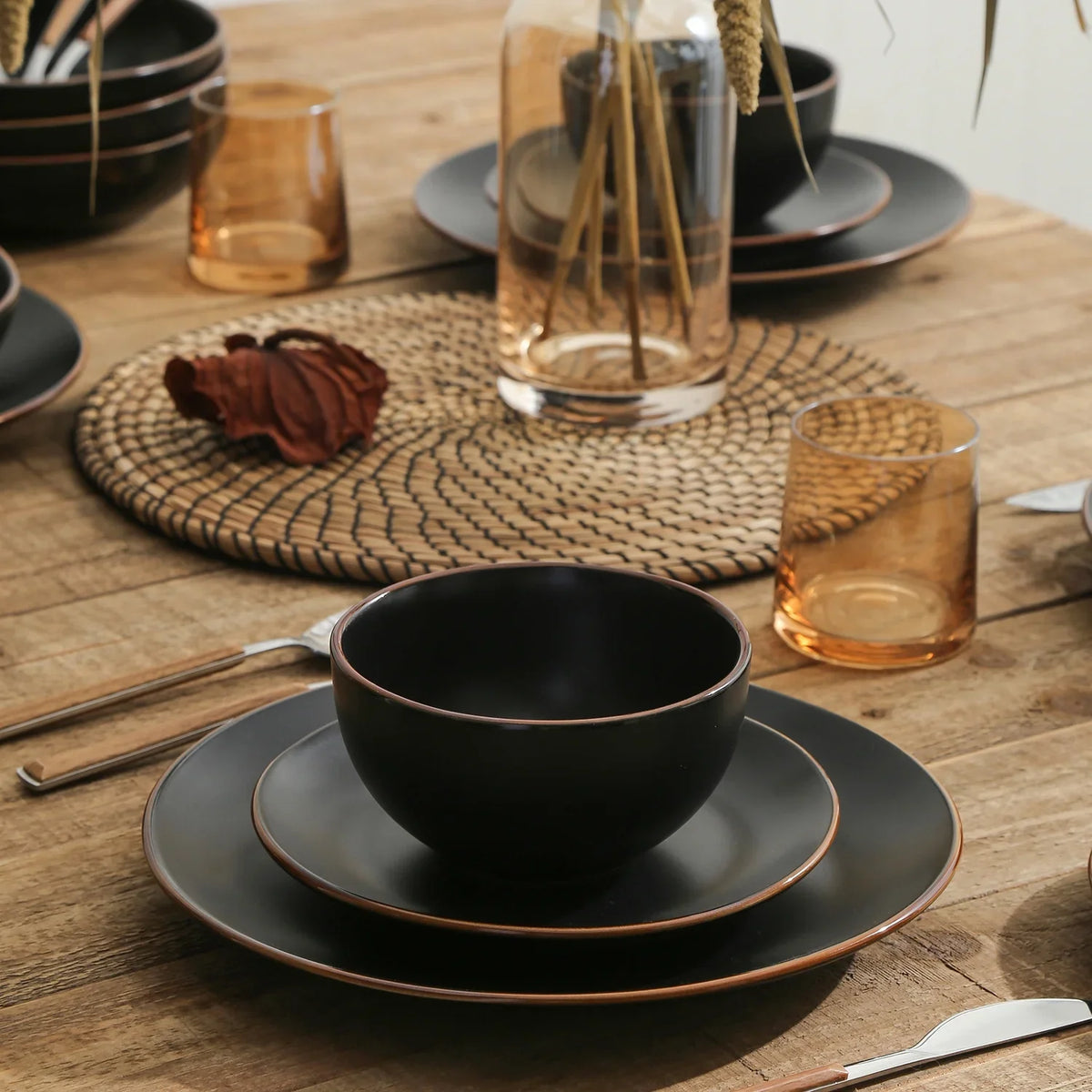 Stone + Lain Brasa Stoneware Collection Dinnerware Set, 32-Piece Service for 8, Blue