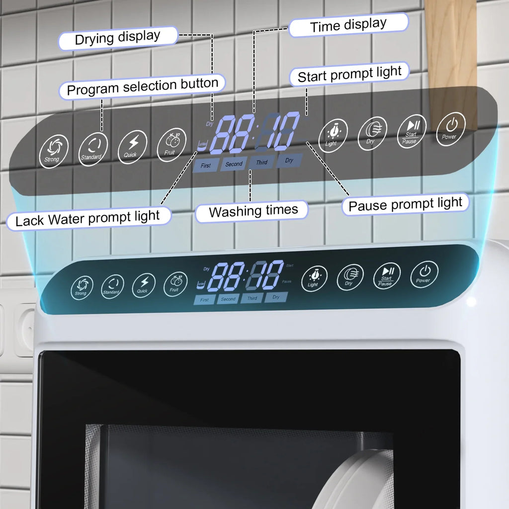 Kitem Mini Dishwasher with 6 Functions, 5 Place Settings -- 2-Tier Rack, 3-Spray Arm, Air-Dry Function, Portable Dishwasher with 5L Water Tank, Automatic Smart Countertop Dishwasher