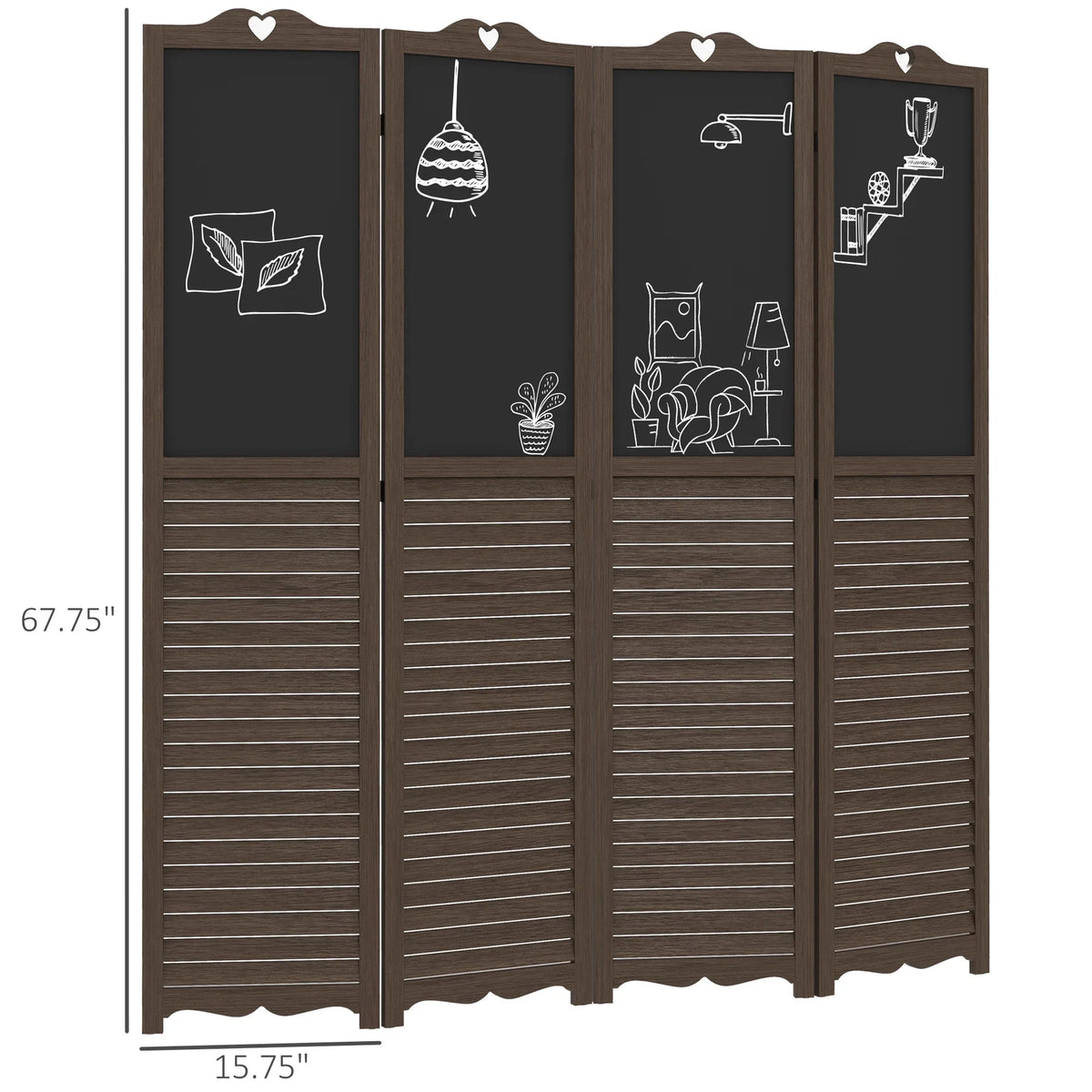 HOMCOM 5.5' 4 Panel Room Divider, Indoor Privacy Screens for Home, Brown