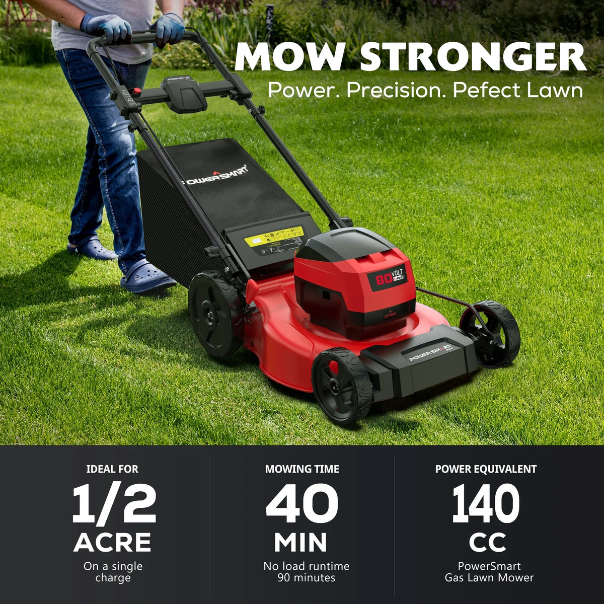 PowerSmart 80V MAX 21" Cordless Lawn Mower, 3-in-1 Brushless Electric Lawn Mower