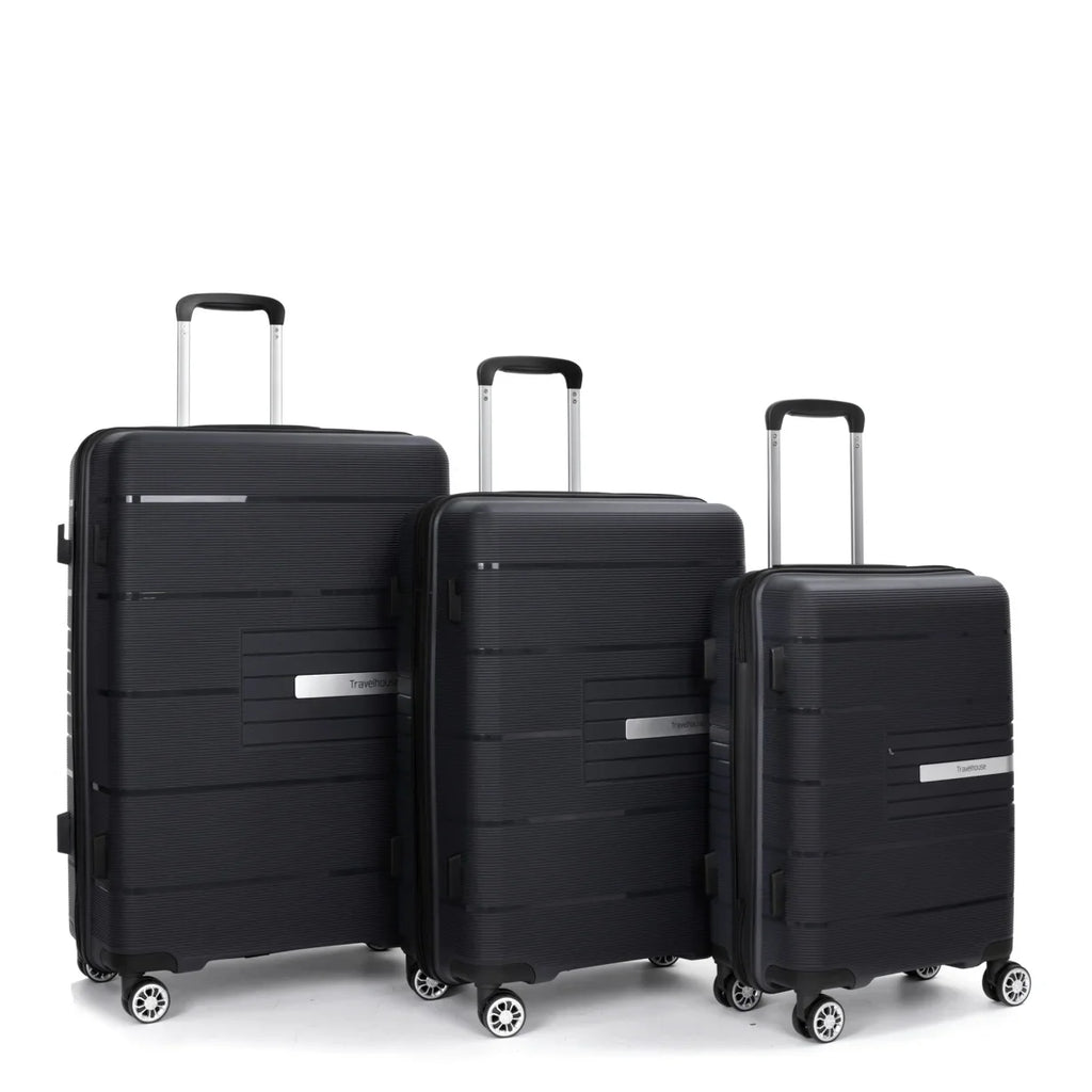 Lightweight PP Suitcase Sets with Spinner Wheels TSA Lock, Hardshell Luggage Sets for Travel Trips, 3-Piece Set (20in/24in/28in), Light Green