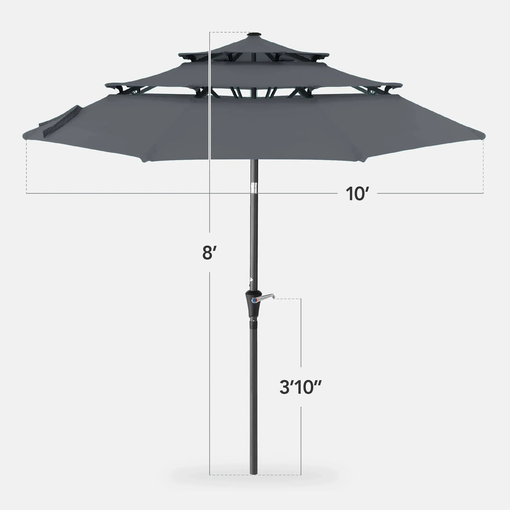 Best Choice Products 10ft 3-Tier Patio Umbrella, Market Sun Shade w/ Tilt Adjustment, Easy Crank - Red