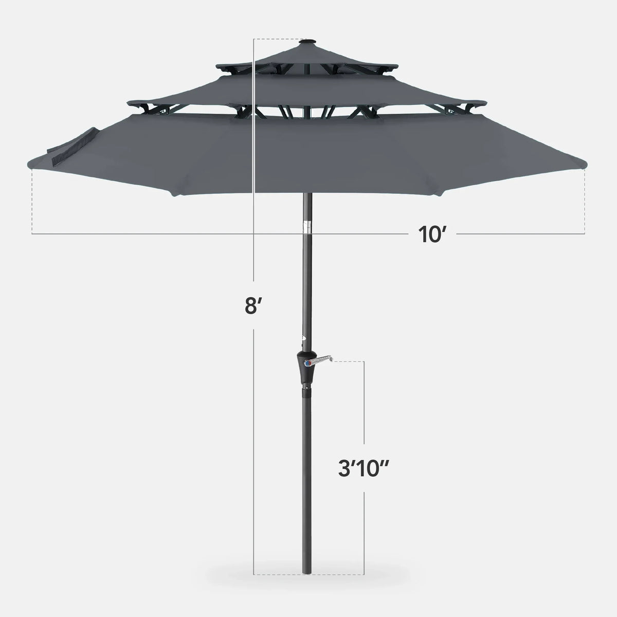 Best Choice Products 10ft 3-Tier Patio Umbrella, Market Sun Shade w/ Tilt Adjustment, Easy Crank - Red