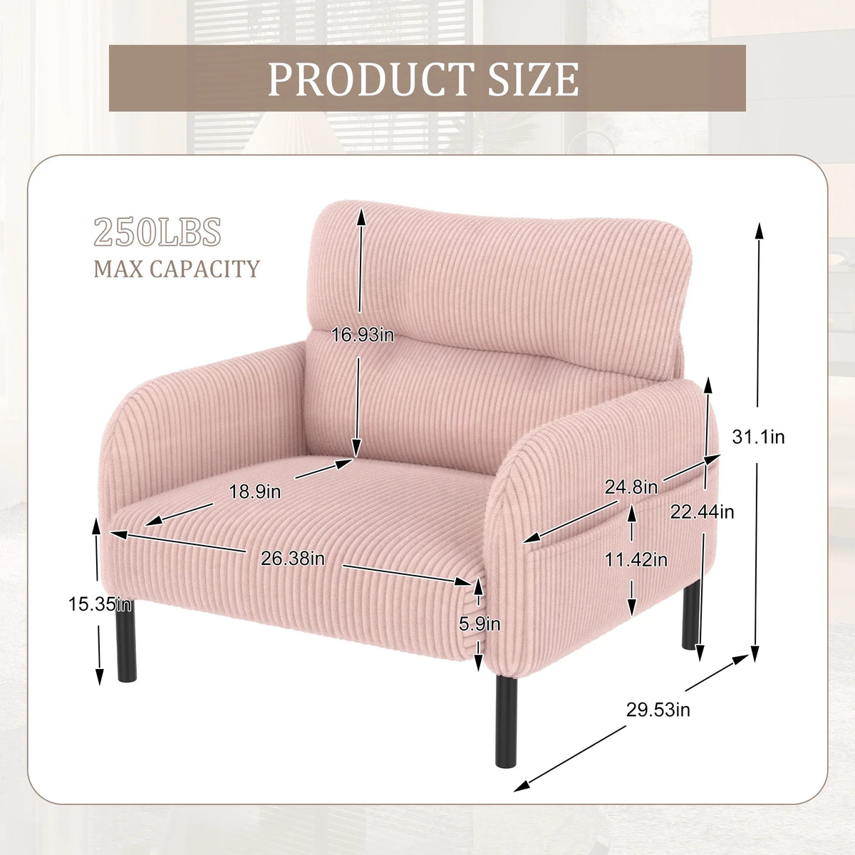 Modern Accent Chair,Armchair,Corduroy Fabric Sofa Chairs,Upholstered Armchair for Living Room,Bedroom,Office,Olive Green