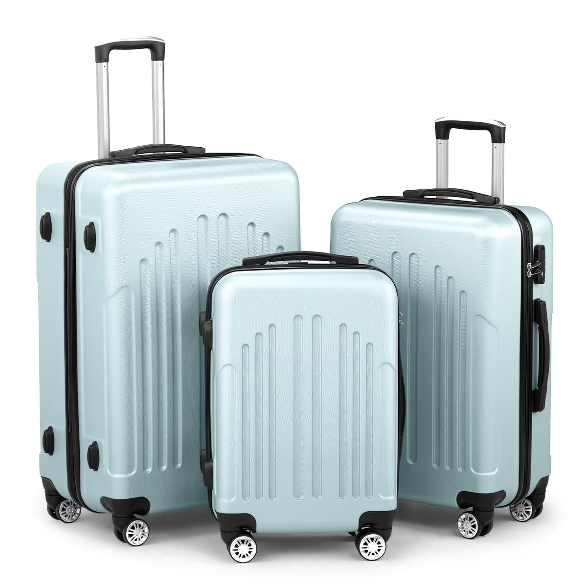 Red 3-Piece Hardshell Spinner Luggage Set (20in, 24in, 28in) - Large ABS Suitcase Set with 8 Wheels, Lightweight & Durable for Travel