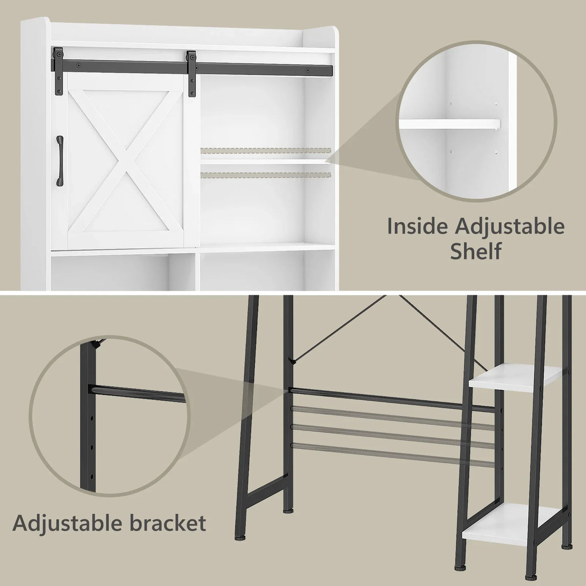 Vabches Over The Toilet Storage Cabinet with Sliding Door and Integrated Toilet Paper Holder, Ideal for Bathrooms, Restrooms, and Laundry Rooms.
