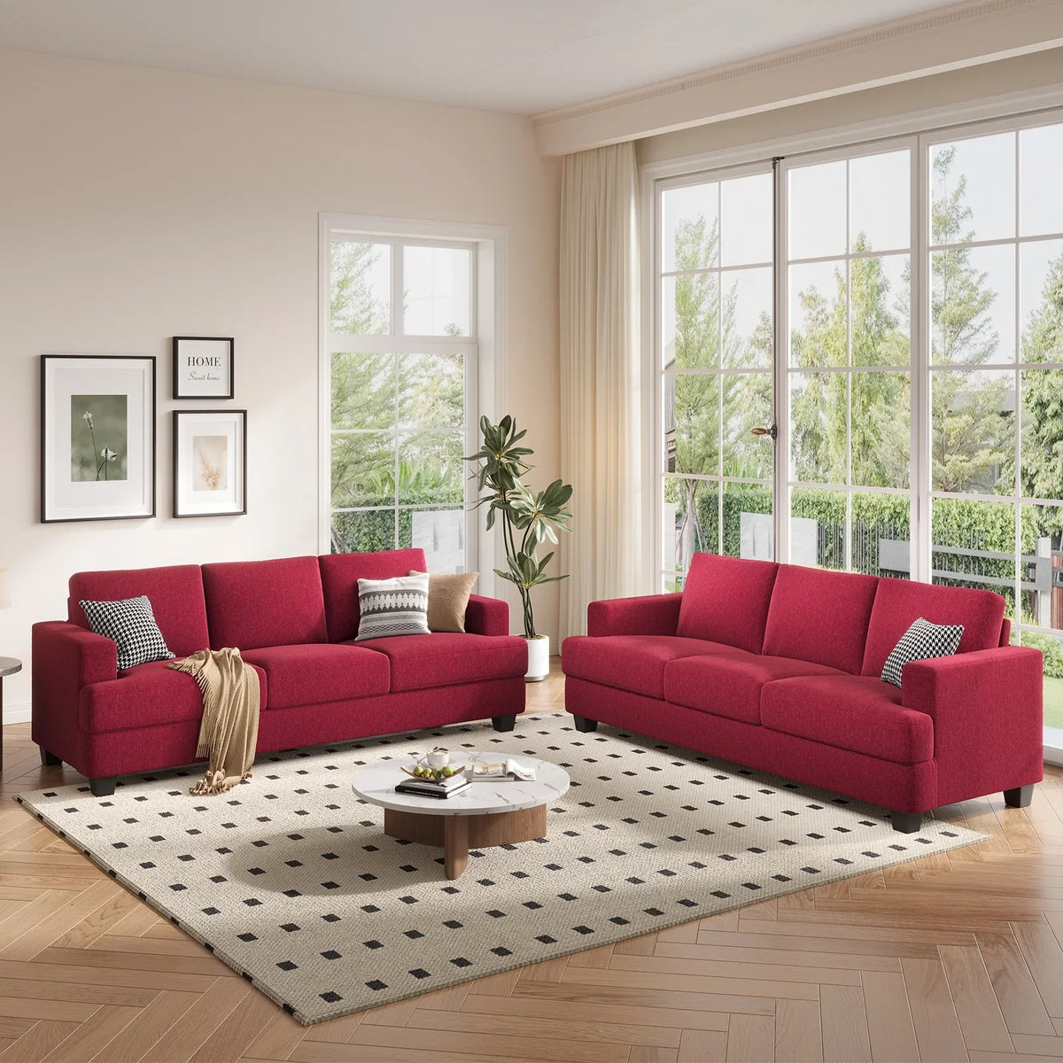 BLAZANT 3 Seater Sofa Oversize, 89" Extra Large Size Sofa Couch with Extra Deep Seats, Modern Loveseat Sofa, Comfortable Fabric, Easy to Install, for Living Room Apartment Lounge, Brown