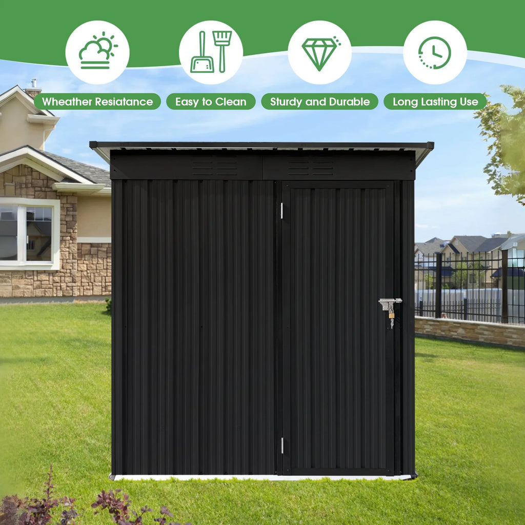 Aukfa Outdoor Storage Shed, 5 X 4 FT Metal Garden Shed, Waterproof Tool Shed for Backyard Patio, Brown