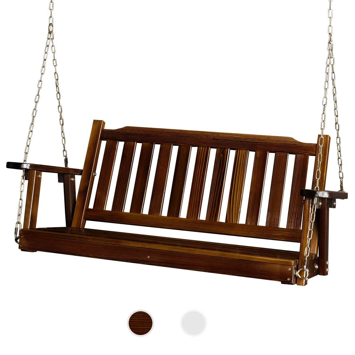VINGLI Heavy Duty 880 LBS 4 FT Patio Wooden Porch Swing with Upgraded Adjustable Chains, Rustic