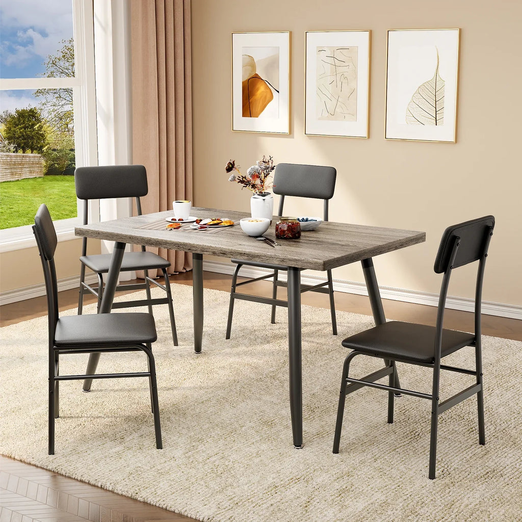 Dining Table Set for 4, Lofka 5 Piecs Kitchen Table and Chairs Set for Dining Room & Kitchen, Black