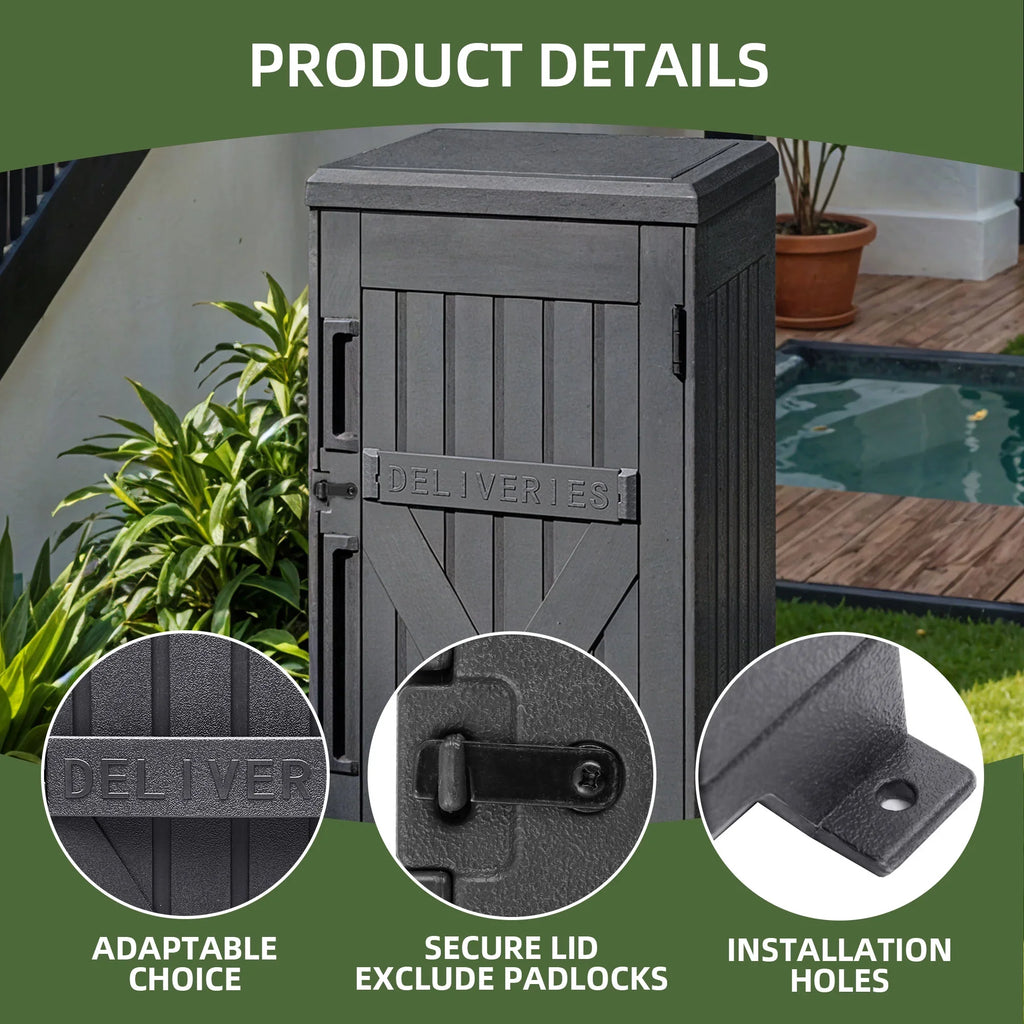 Uforic 60-Gallon Large Outdoor Package Delivery Storage Box, Double-Wall Resin Waterproof Deck Box for Porch or Curbside, Lockable, Brown