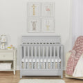 Dream On Me Harbor 4-in-1 Convertible Mini Crib in Pebble Grey. Greenguard Gold Certified