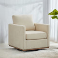 Swivel Accent Chair"360 Degree Square Swivel Chair for Living Room, Mid Century Modern Upholstered Swivel Barrel Chair,Comfy Sofa Armchairs for Bedroom,Nursery,Chenille(Beige)