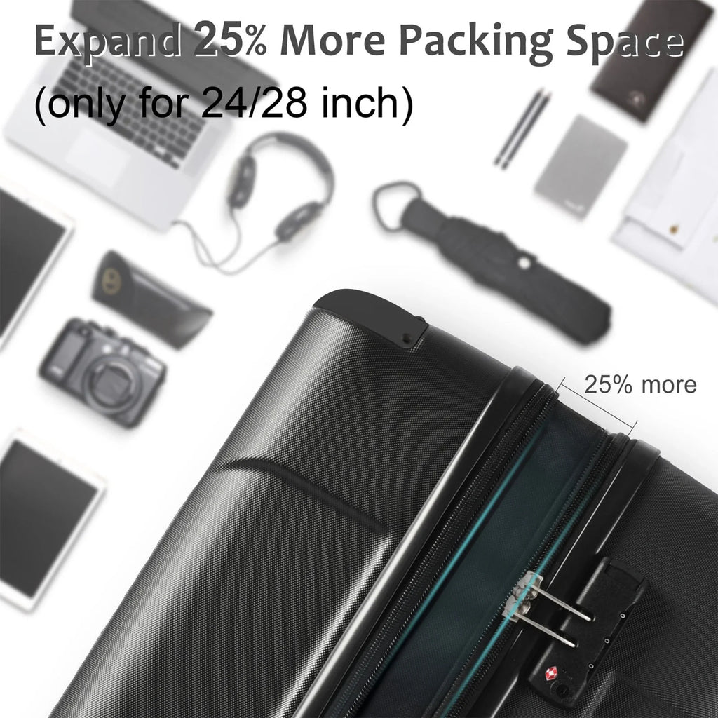 Luggage Sets 3 Piece, Expandable Hard shell ABS Suitcases with Double Spinner, Travel luggage Set