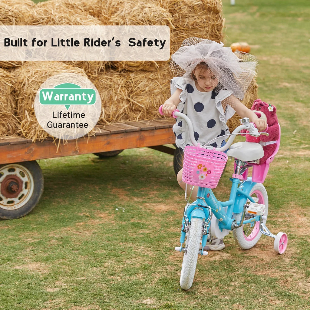 Glerc Maggie 12 inch Kids Girls Bike for Ages 2-4 Years Child, Peach