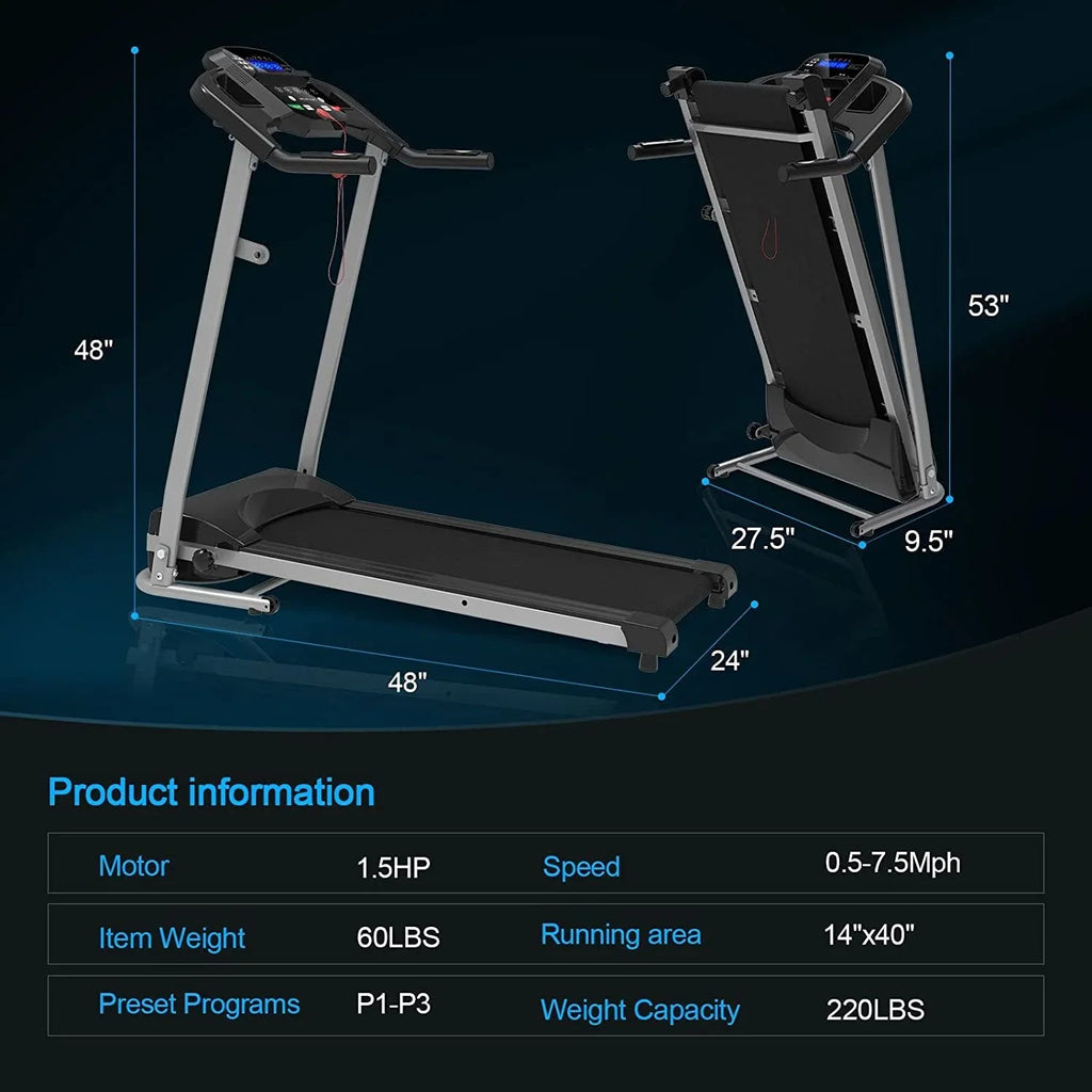 SWERTOY Treadmill Foldable Treadmill for Home Electric Treadmill Workout Running Machine Treadmill with LCD Monitor for Home & Office & Gym