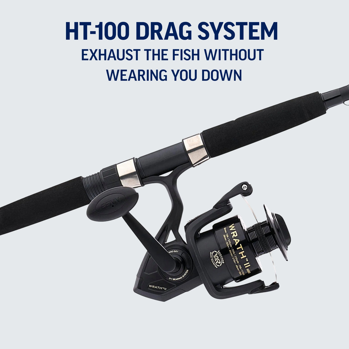 PENN Wrath II Fishing Spinning Combos, 7' Medium Heavy Rod, 5000 Reel