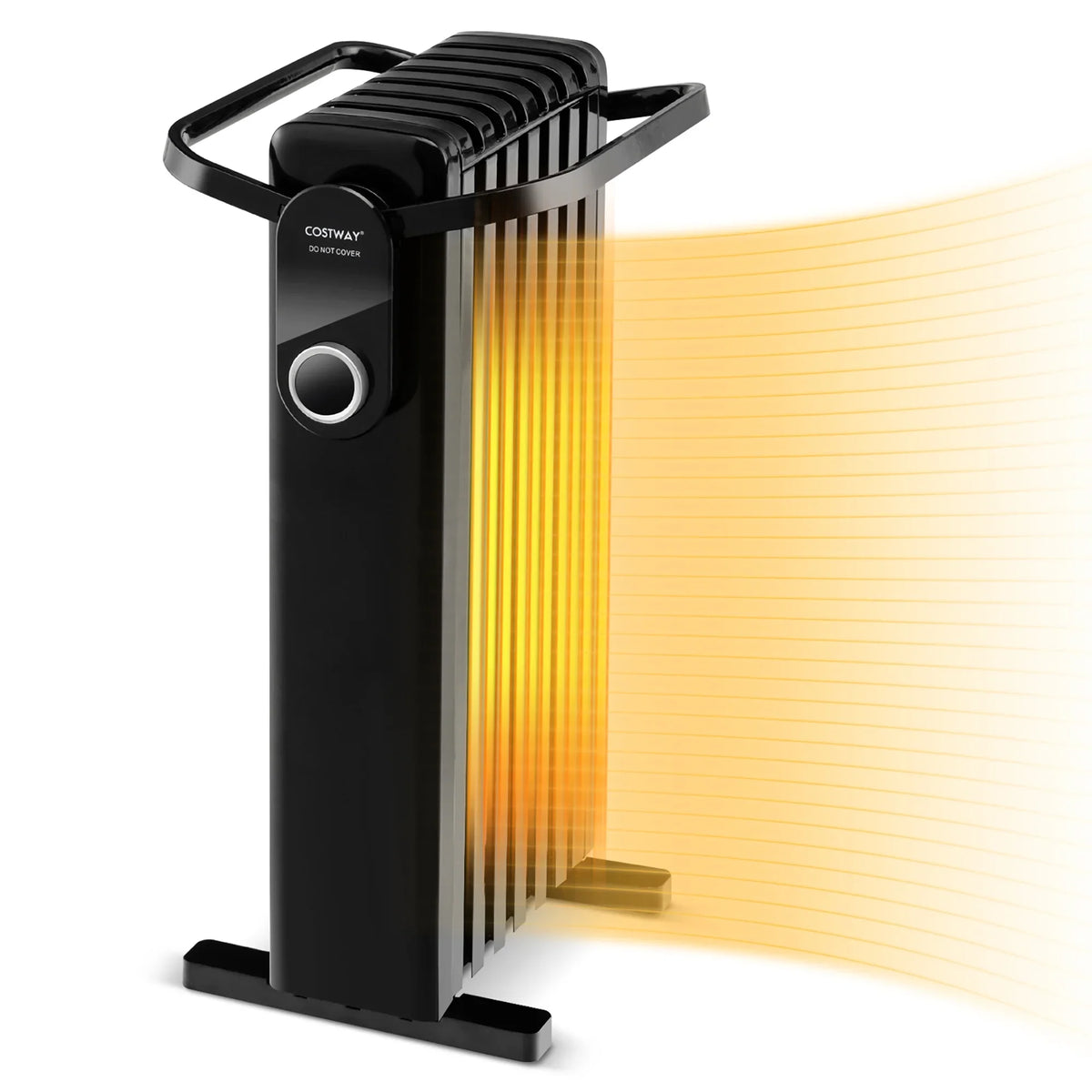Costway 1500W Electric Space Heater Oil Filled Radiator Heater W/ Foldable Rack White