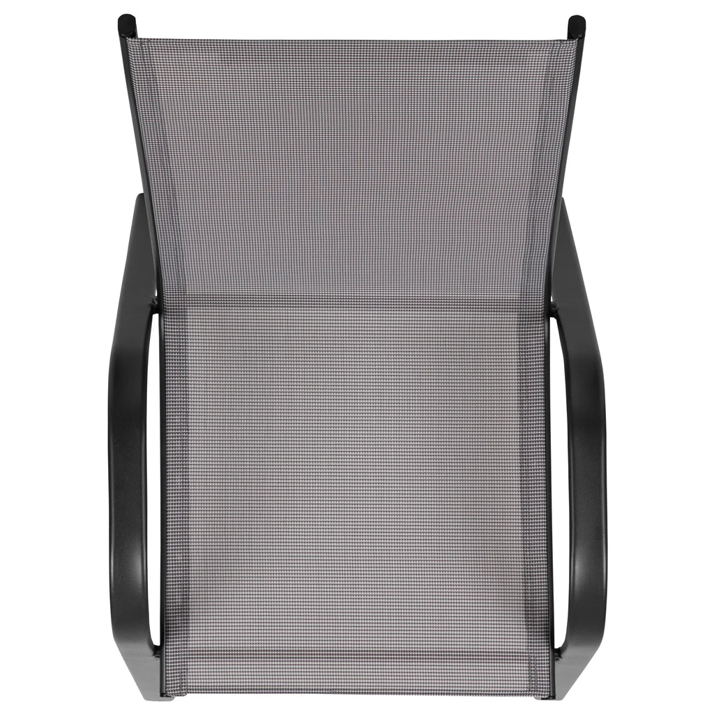 Flash Furniture Flash Furniture Brazos Series Outdoor Stackable Patio Chairs for Adults, Set of 4, Black