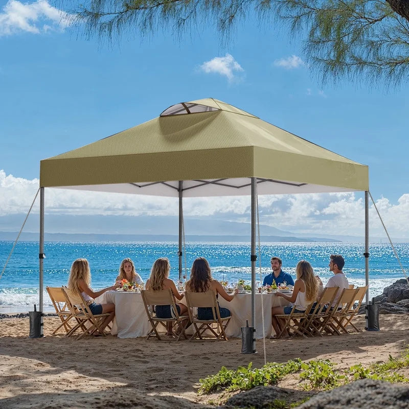 CHITOOMA 10 x 10ft Pop up Canopy Tent, Instant Outdoor Shelter Easy Portable Straight Leg Canopy Tent with Pockets Sidewall, White