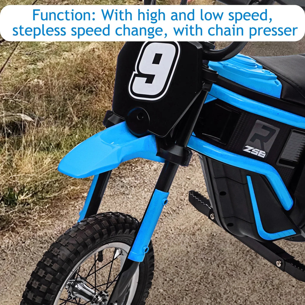 Kids Electric Dirt Bike,Electric-Powered Bike,2 Speed Settings,14.29 MPH Max,All-Terrain Electric Motorcycle for Ages 6-12,High-Speed Electric Dirt Bike for Kids,24V 350W