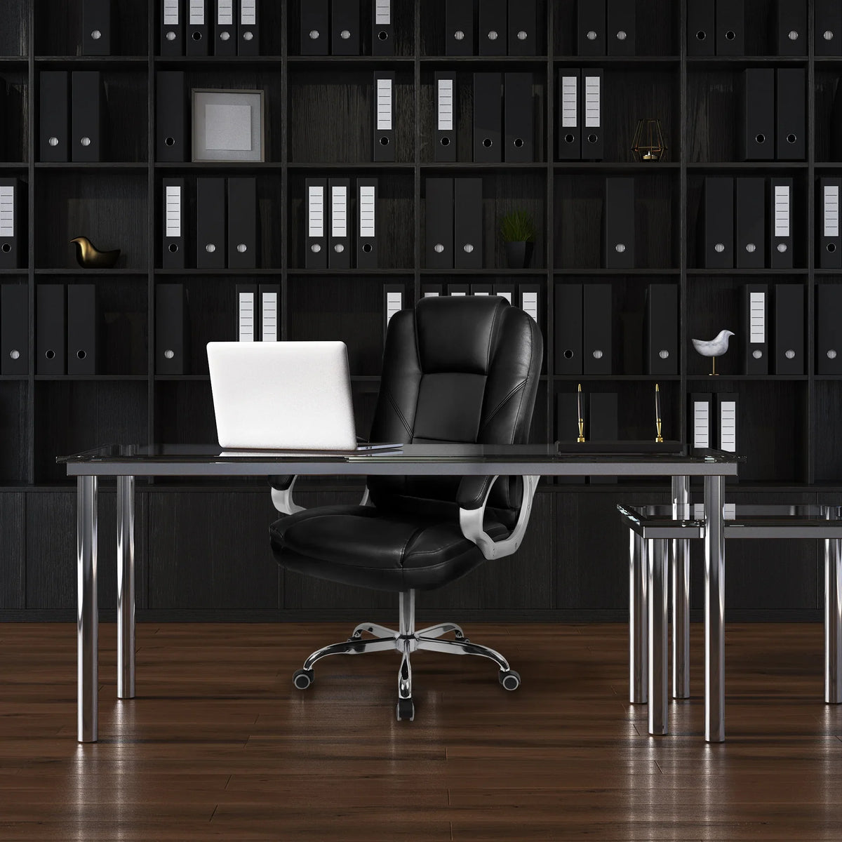 NEO CHAIR Home Office Chair, Heavy Duty Leather Office Chair, Ergonomic High Back Cushion Lumbar Back Support, Computer Desk Executive Chair for Work, 8 Hours Comfort, Jet Black