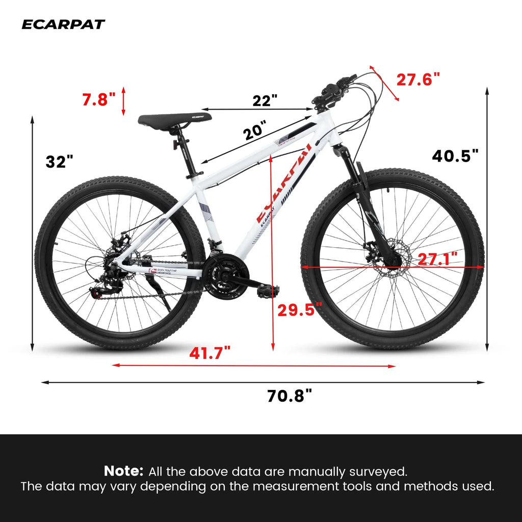 27" Mountain Bike, 21-Speed Dual Disc Brakes with Aluminum Frame �C Black