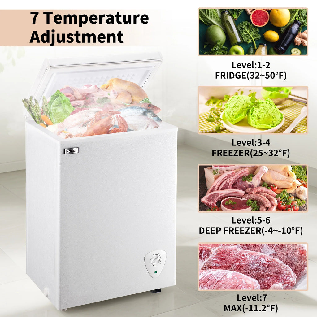 WANAI Chest Freezer 3.5 Cu.ft, Deep Freezer with Top Open Door,White