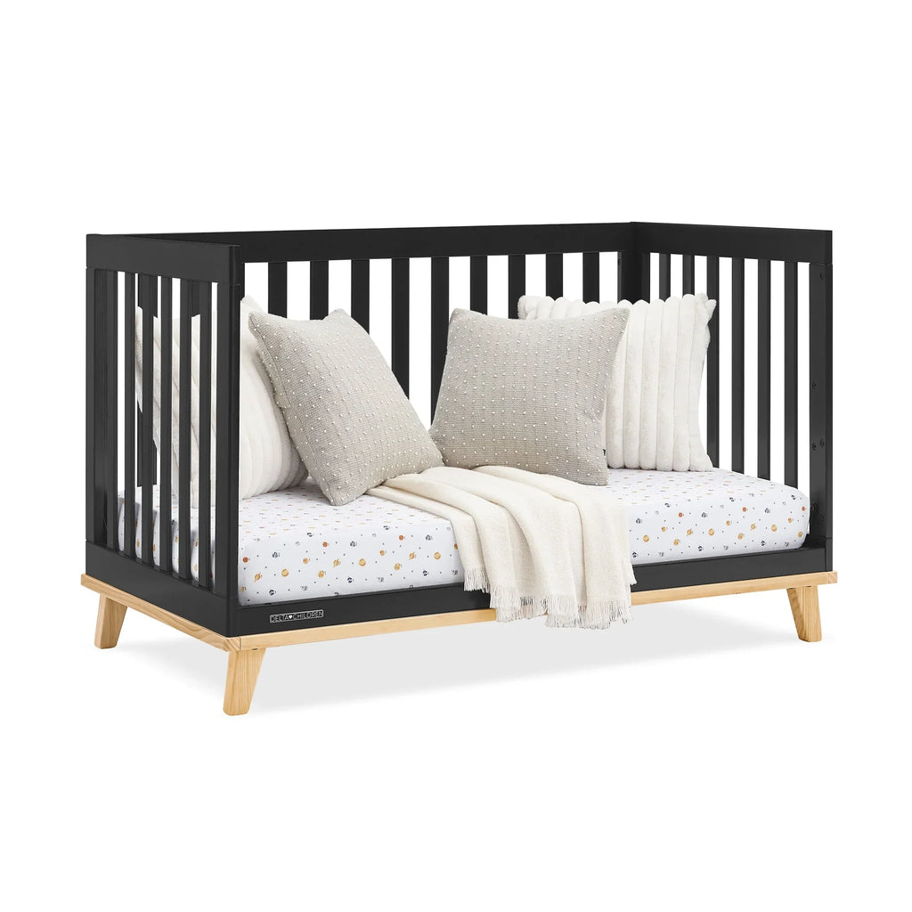 Delta Children Frankie 4-in-1 Convertible Crib - Greenguard Gold Certified, Black with Natural
