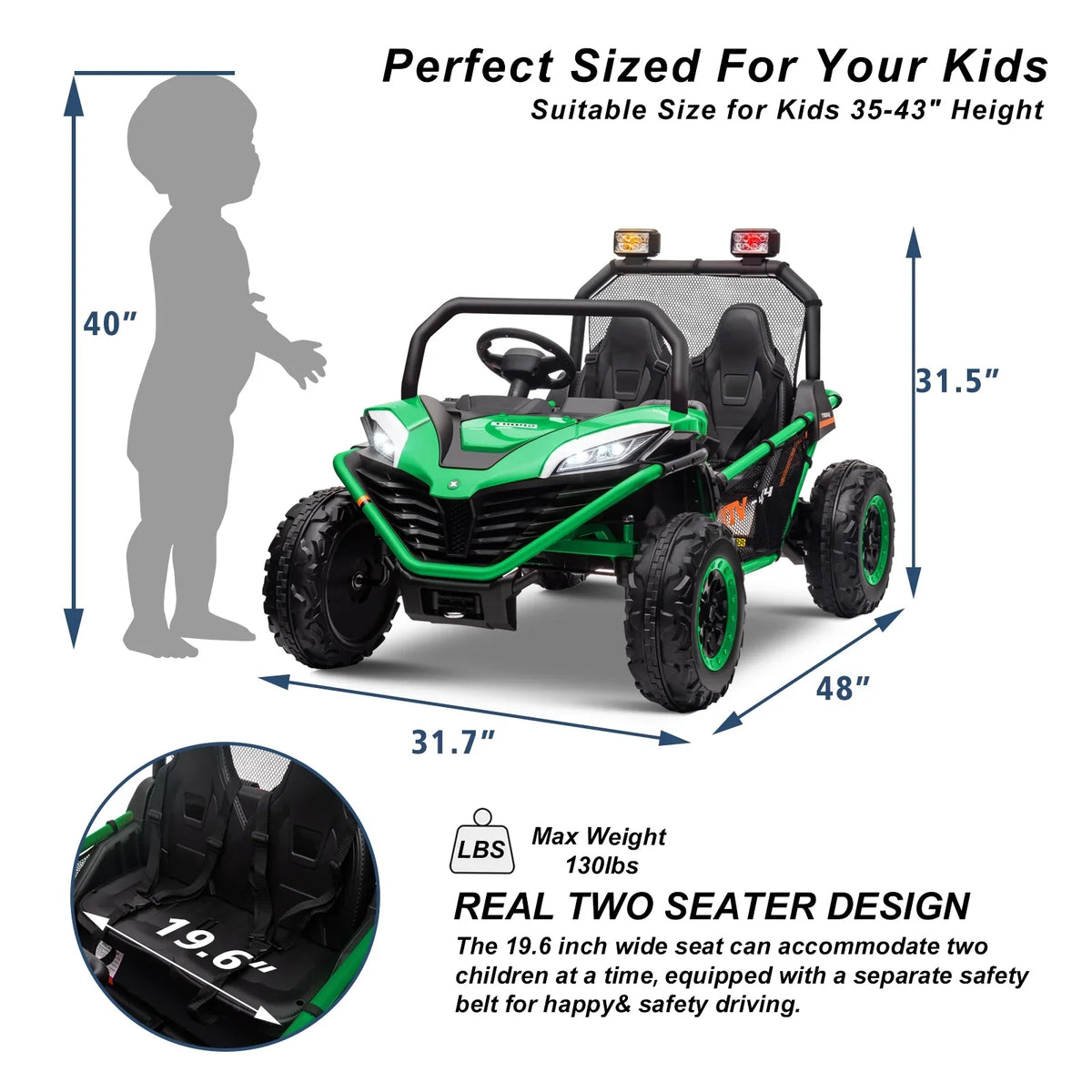 OTTORD 24 V Ride on Car UTV 2 Seater, 2x200W Electric Car Truck with Metal Frame, Brake&Gas Pedal, EVA Tires,3 Speed (Purple Pink)