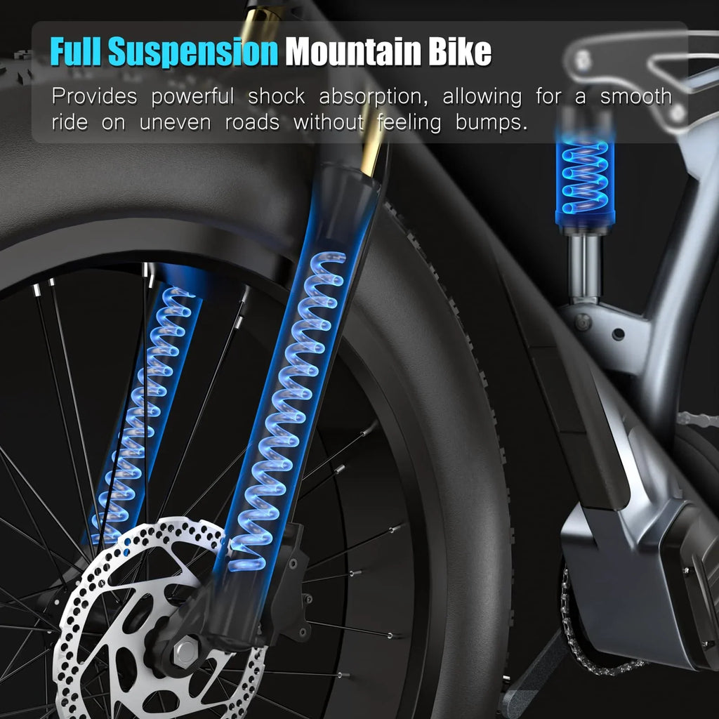 Electric Bike for Adults 26'', 1000W E-Mountain Bike 48V 30/20Ah UL2849 Removable Battery,Fat Tire Ebike up to 30MPH Off Road Beach Snow Electric Bicycles Full Suspension & Dual Hydraulic Disc Brakes