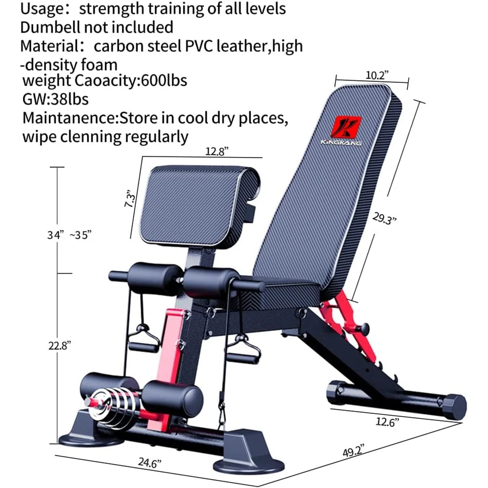 K Kingkang Adjustable Weight Bench Utility Workout Bench for Home Gym,Foldable Incline Decline Benches for Full Body Workout 780LB