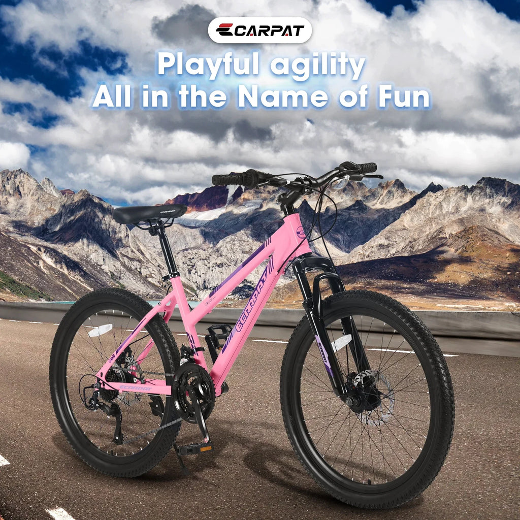 Ecarpat 26 Inch Mountain Bike Adults Womens Mountain Bicycles with Dual Disc Brakes Shimano 21-Speed Full Suspension MTB Bicycles for Outdoor Commuting Exercise, Multi Colors