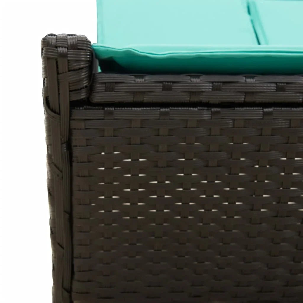 vidaXL Double Sun Lounger with Cushions Outdoor Poly Rattan Brown/Gray/Black