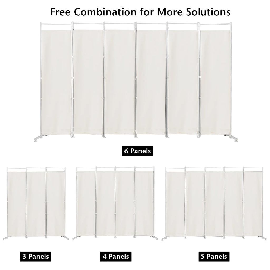 Costway 6-Panel Room Divider Folding Privacy Screen w/Steel Frame Decoration Brown