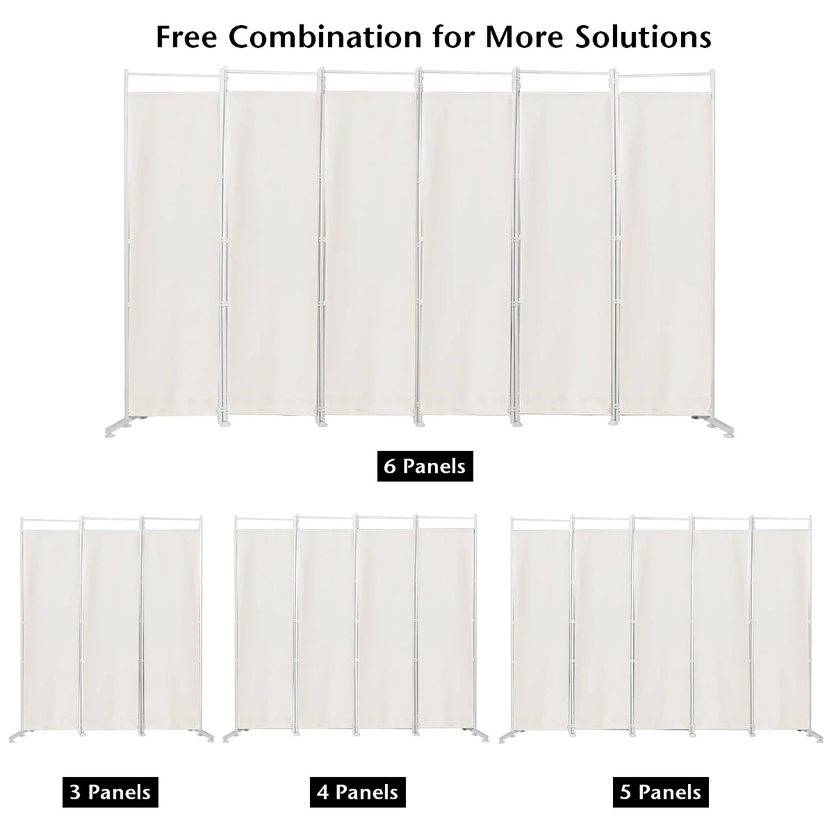 Costway 6-Panel Room Divider Folding Privacy Screen w/Steel Frame Decoration Brown