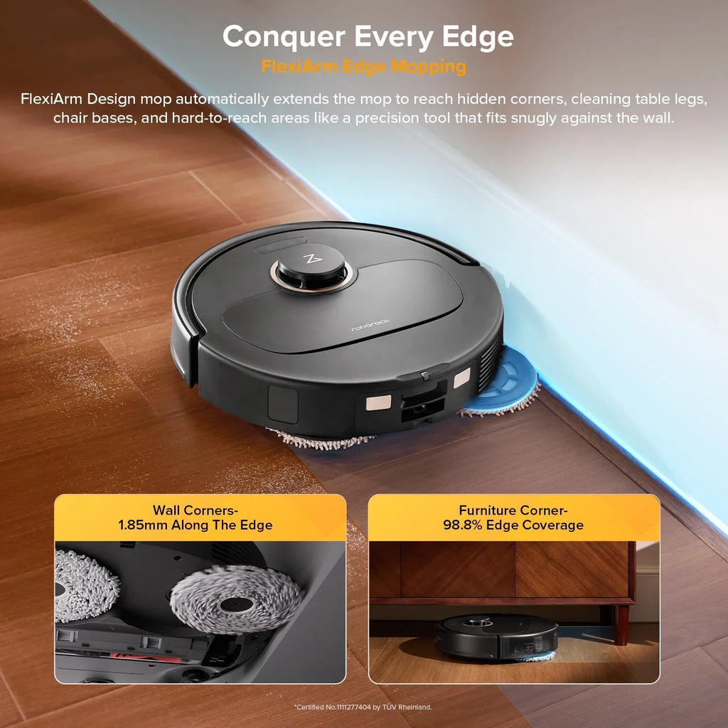 Roborock Qrevo S5V Robot Vacuum and Mop, 12000Pa Suction, FlexiArm Edge Mopping, Auto Mop Washing&Drying, Self-Emptying, Dual Zero-Tangle System, Smart Obstacle Avoidance, 10mm Mop Lifting