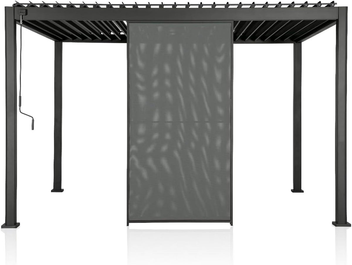 Mirador 111S Pergola Accessories, 1/3 10' Side Aluminum Deco Wall Screen, Charcoal (Not Pergola)