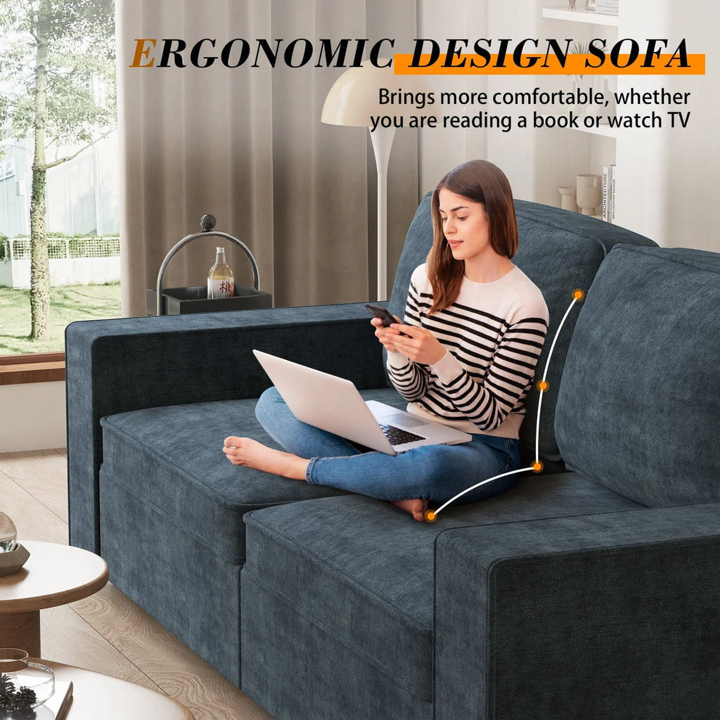 LUMIHO 89" Modern Corduroy Sofa,3 Seater Couches for Living Room, Bedroom,with Deep Seat,beige