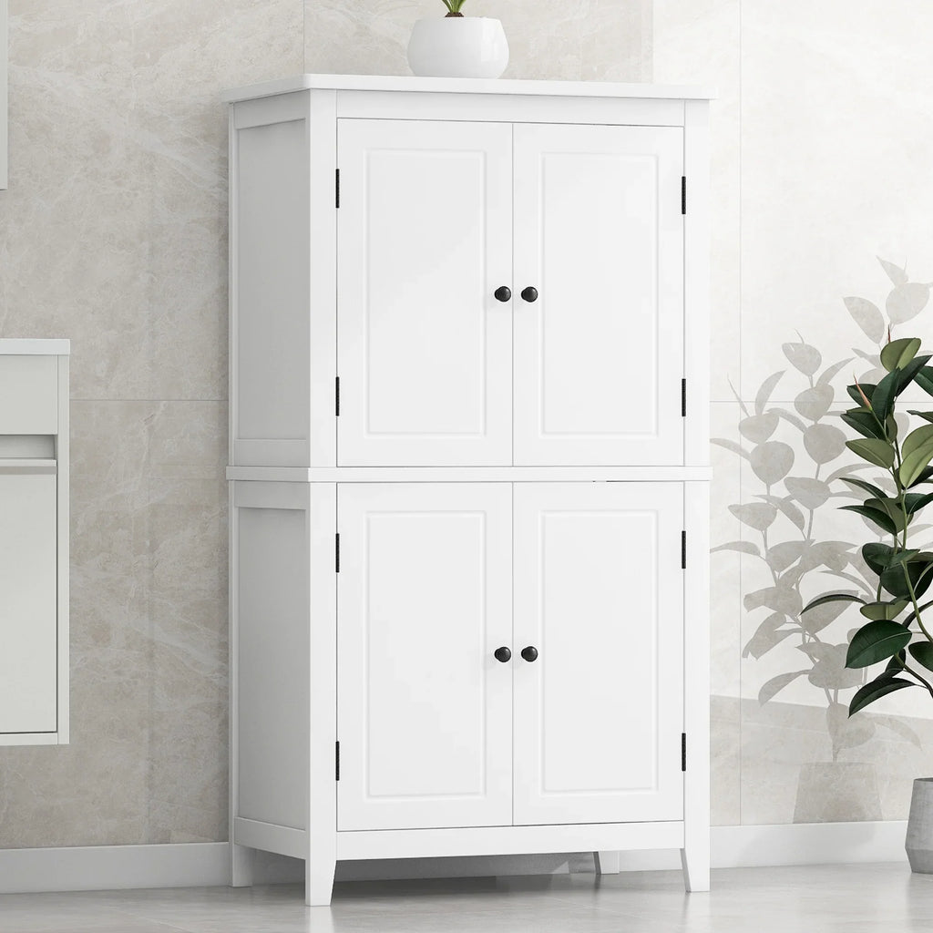 Elegant Bathroom Floor Storage Cabinet, Bathroom Storage Unit, Freestanding Cabinet with 4 Doors
