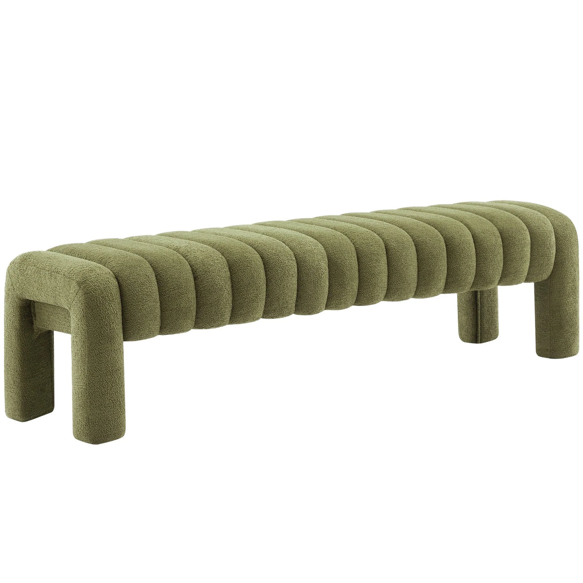 Zesthouse 63" End of Bed Bench, Linen Tufted Upholstered Ottoman Bench with Padded Seat and Solid Wood Leg, Modern Entryway Bench for Bedroom, Living Room, Beige