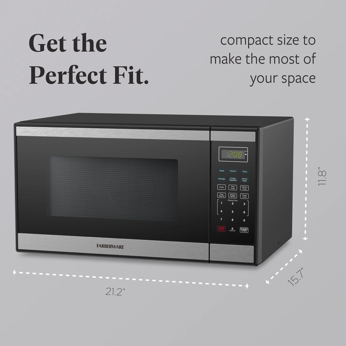 Farberware FMGZ09BKA 0.9 Cu. Ft. Microwave Oven, 900W, Digital Control, LED Display, 6 Cooking Presets, Black